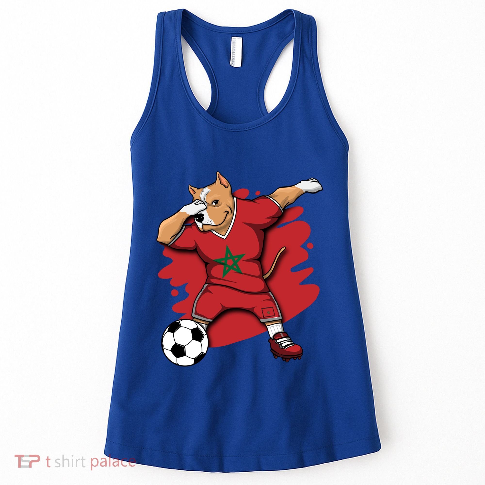 Dabbing Pitbull Morocco Soccer Fans Jersey Moroccan Football Gift Women's Tank Top