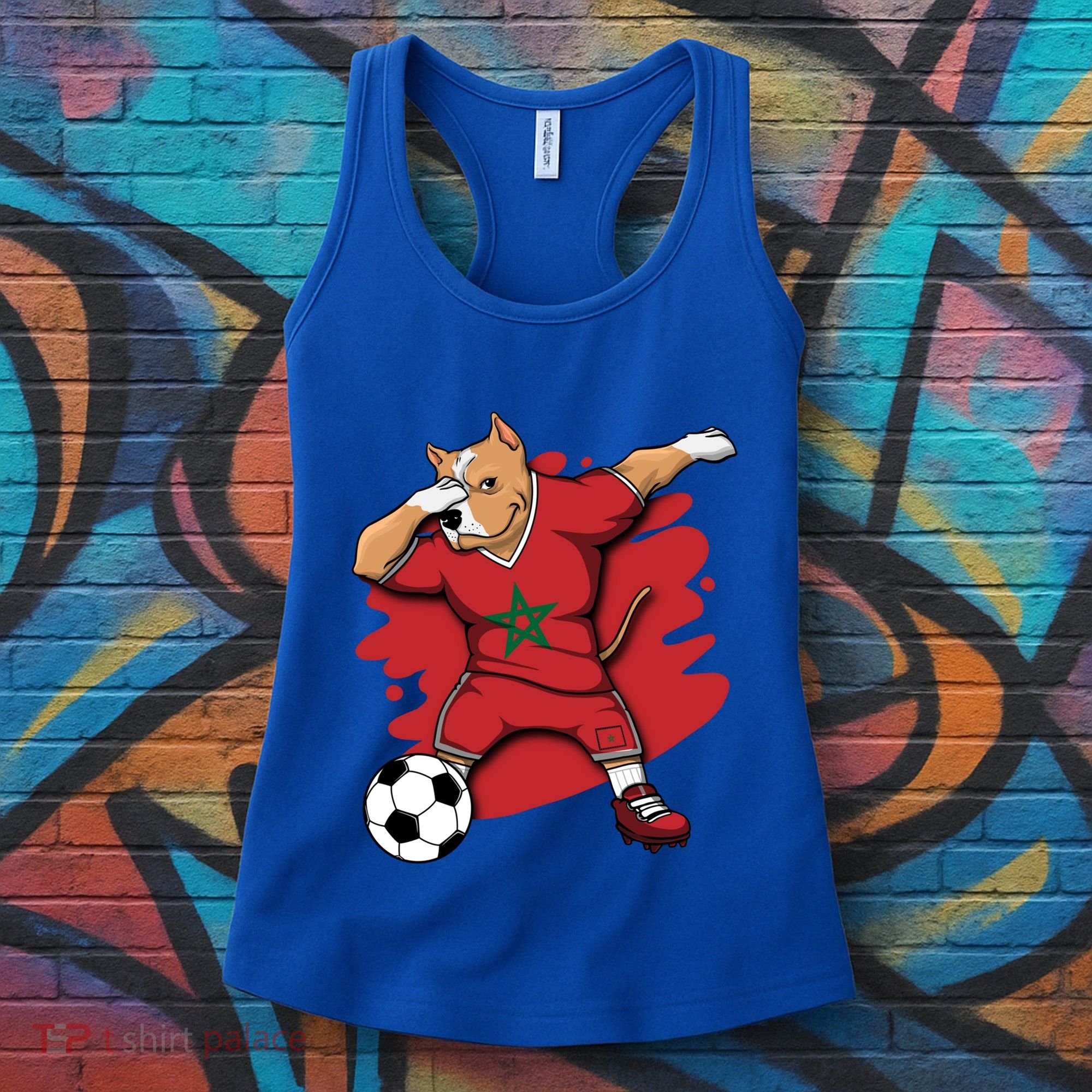 Dabbing Pitbull Morocco Soccer Fans Jersey Moroccan Football Gift Women's Tank Top