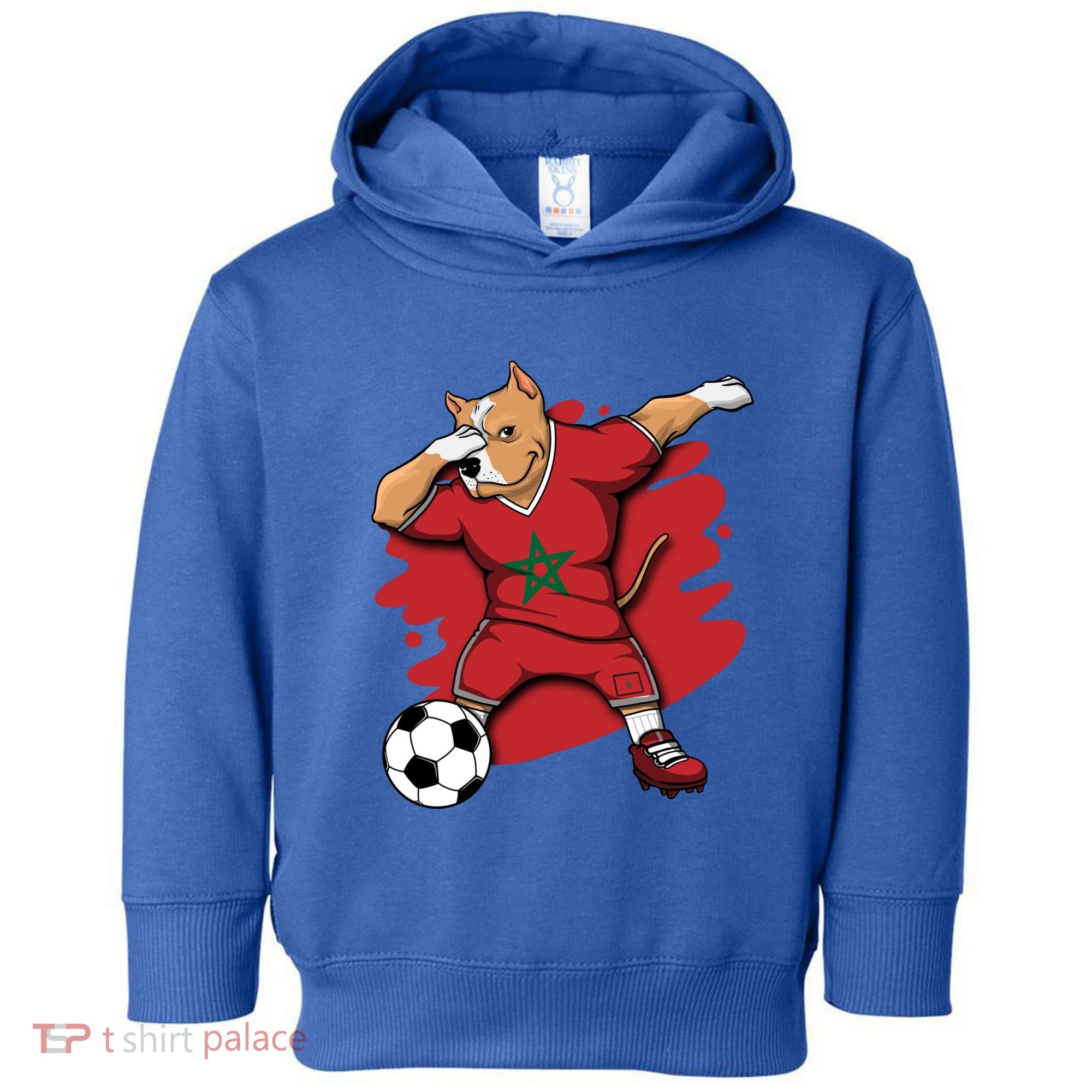 Dabbing Pitbull Morocco Soccer Fans Jersey Moroccan Football Gift Toddler Hoodie