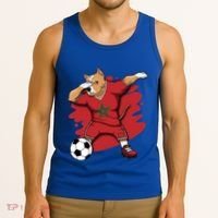 Dabbing Pitbull Morocco Soccer Fans Jersey Moroccan Football Gift Tank Top thumb 3