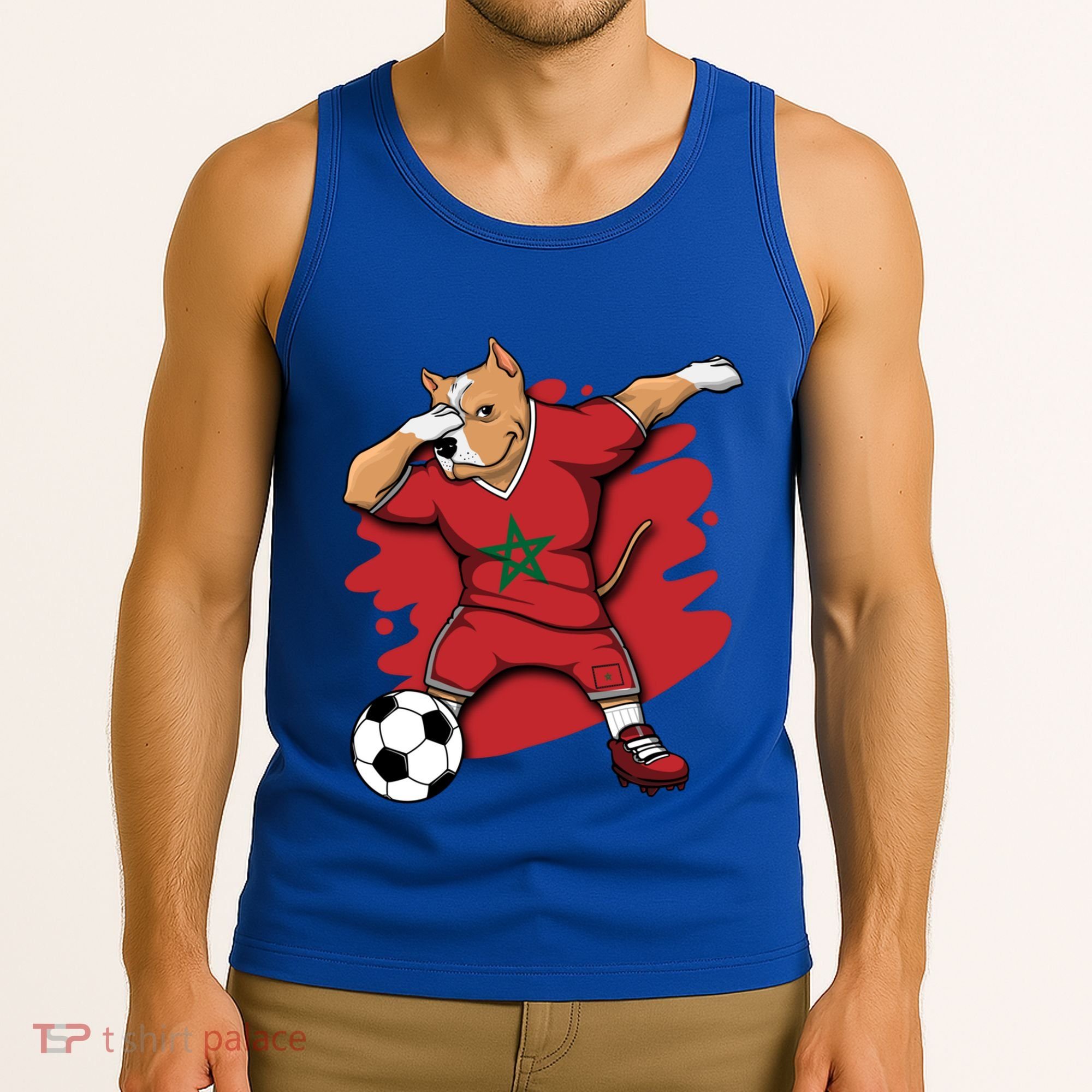 Dabbing Pitbull Morocco Soccer Fans Jersey Moroccan Football Gift Tank Top