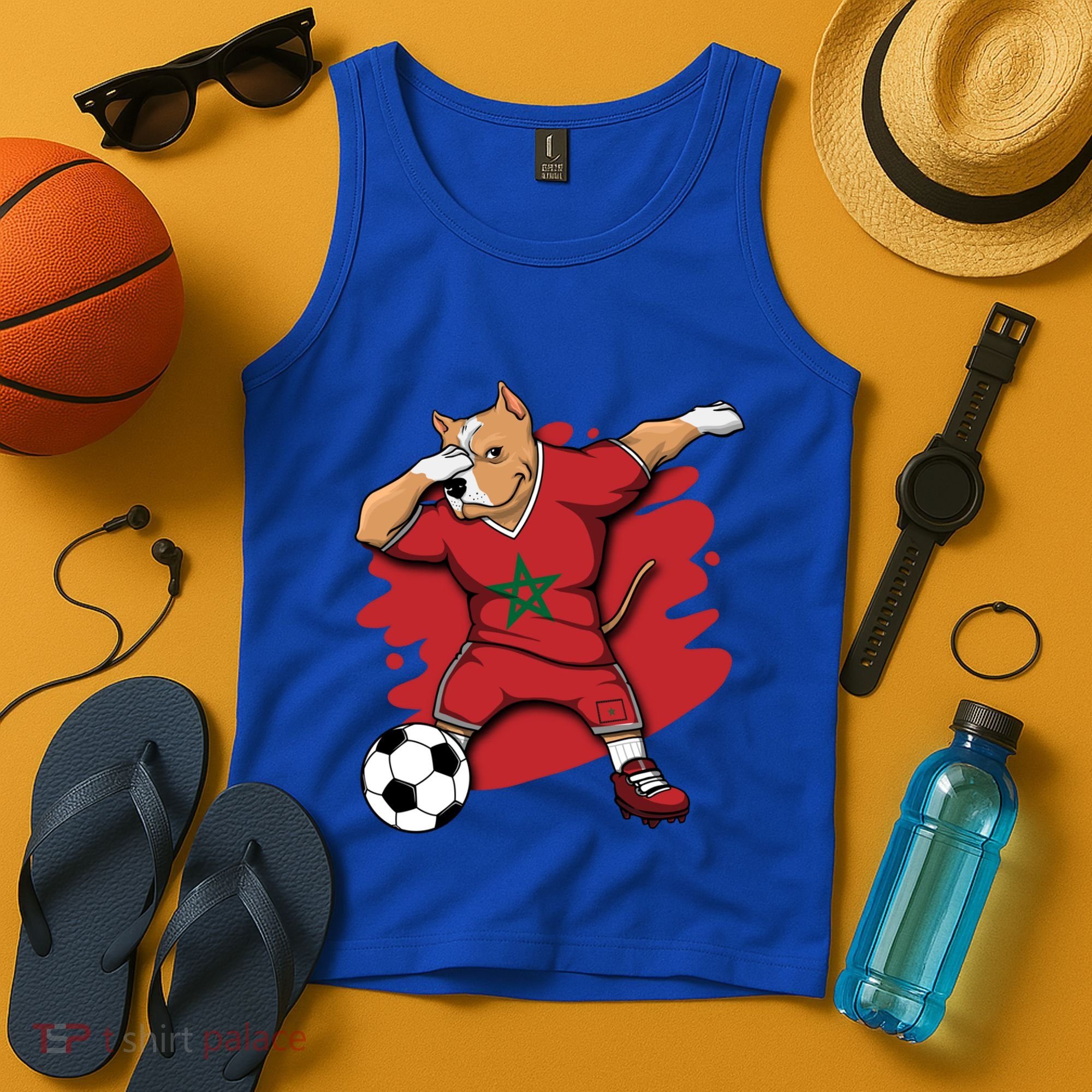 Dabbing Pitbull Morocco Soccer Fans Jersey Moroccan Football Gift Tank Top