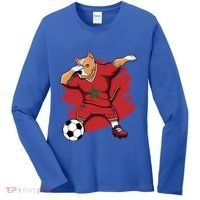 Dabbing Pitbull Morocco Soccer Fans Jersey Moroccan Football Gift Women's Long Sleeve Shirt thumb 0