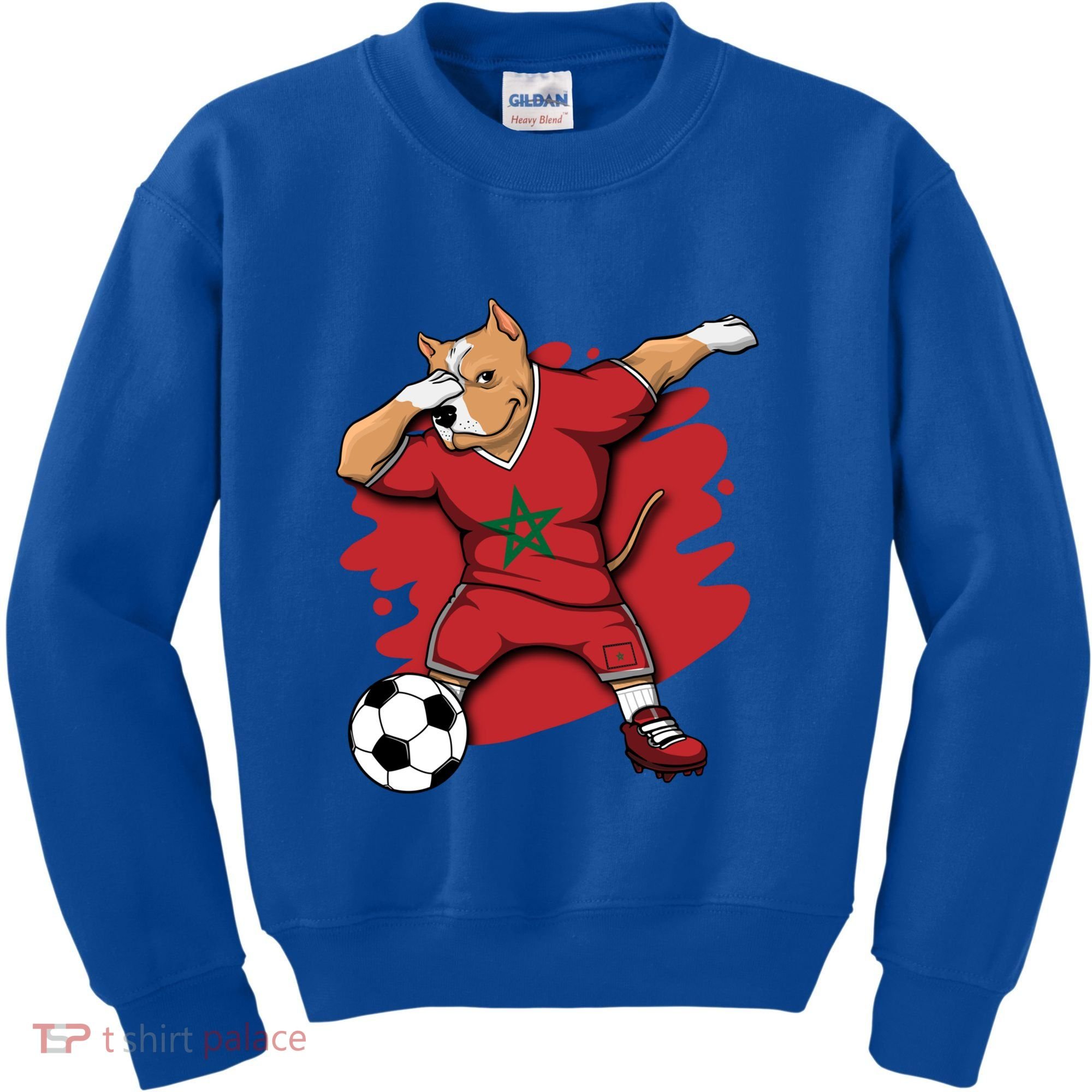 Dabbing Pitbull Morocco Soccer Fans Jersey Moroccan Football Gift Kids Sweatshirt