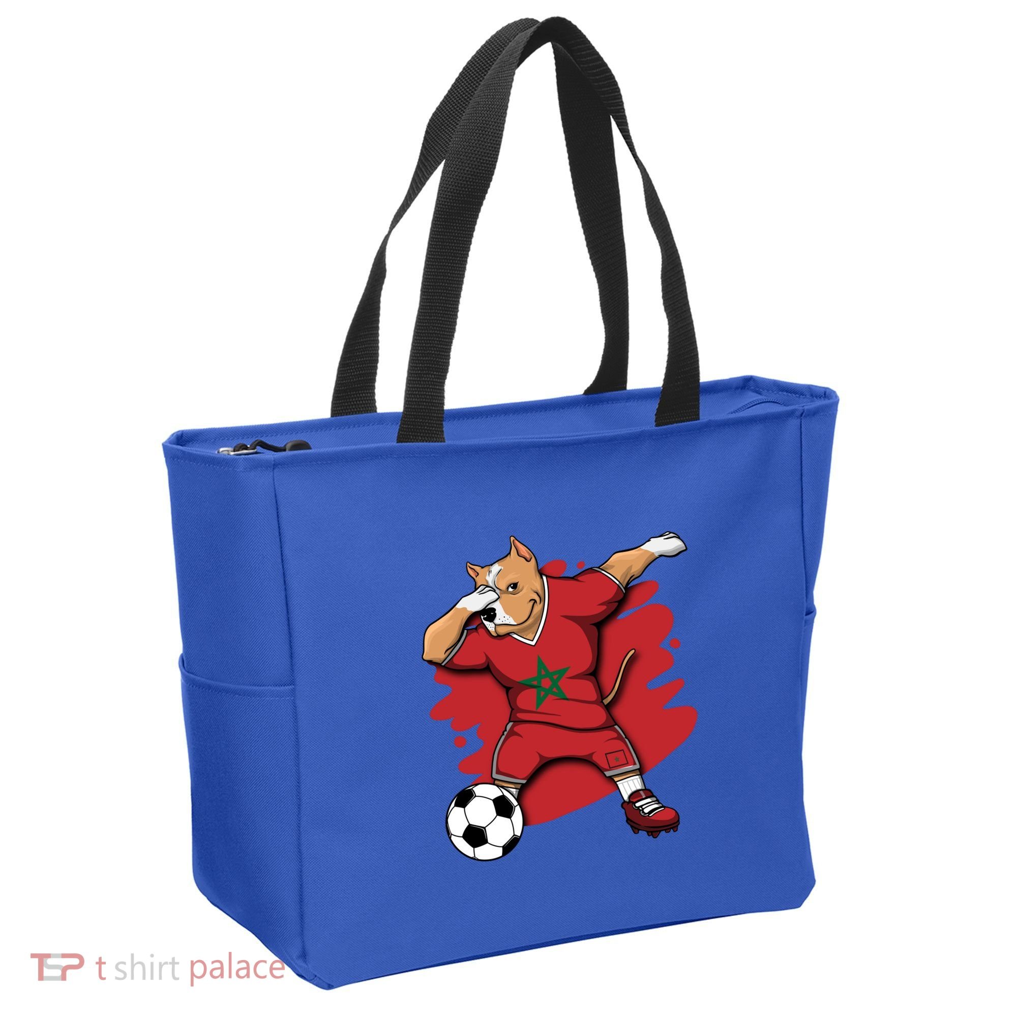 Dabbing Pitbull Morocco Soccer Fans Jersey Moroccan Football Gift Tote Bag