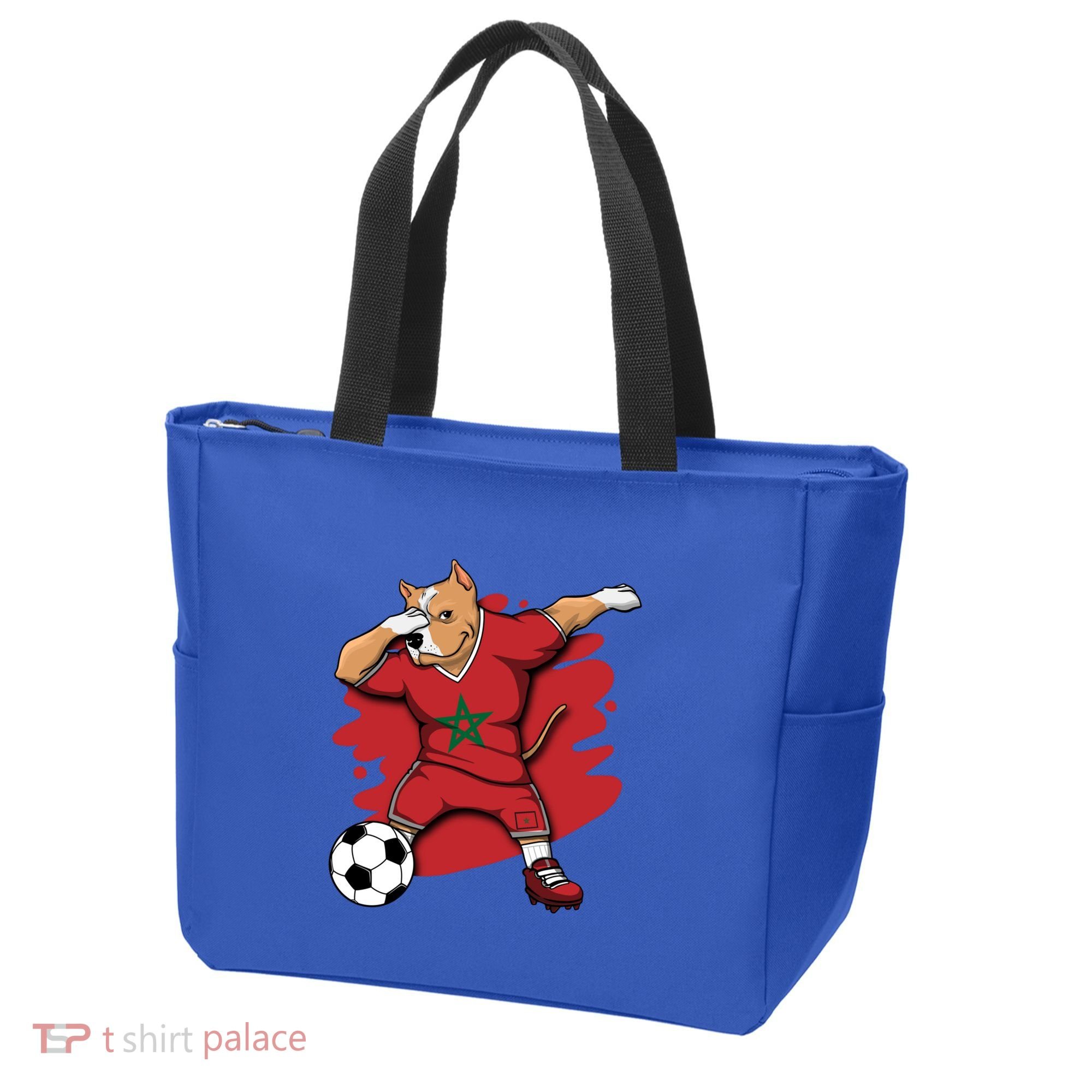 Dabbing Pitbull Morocco Soccer Fans Jersey Moroccan Football Gift Tote Bag