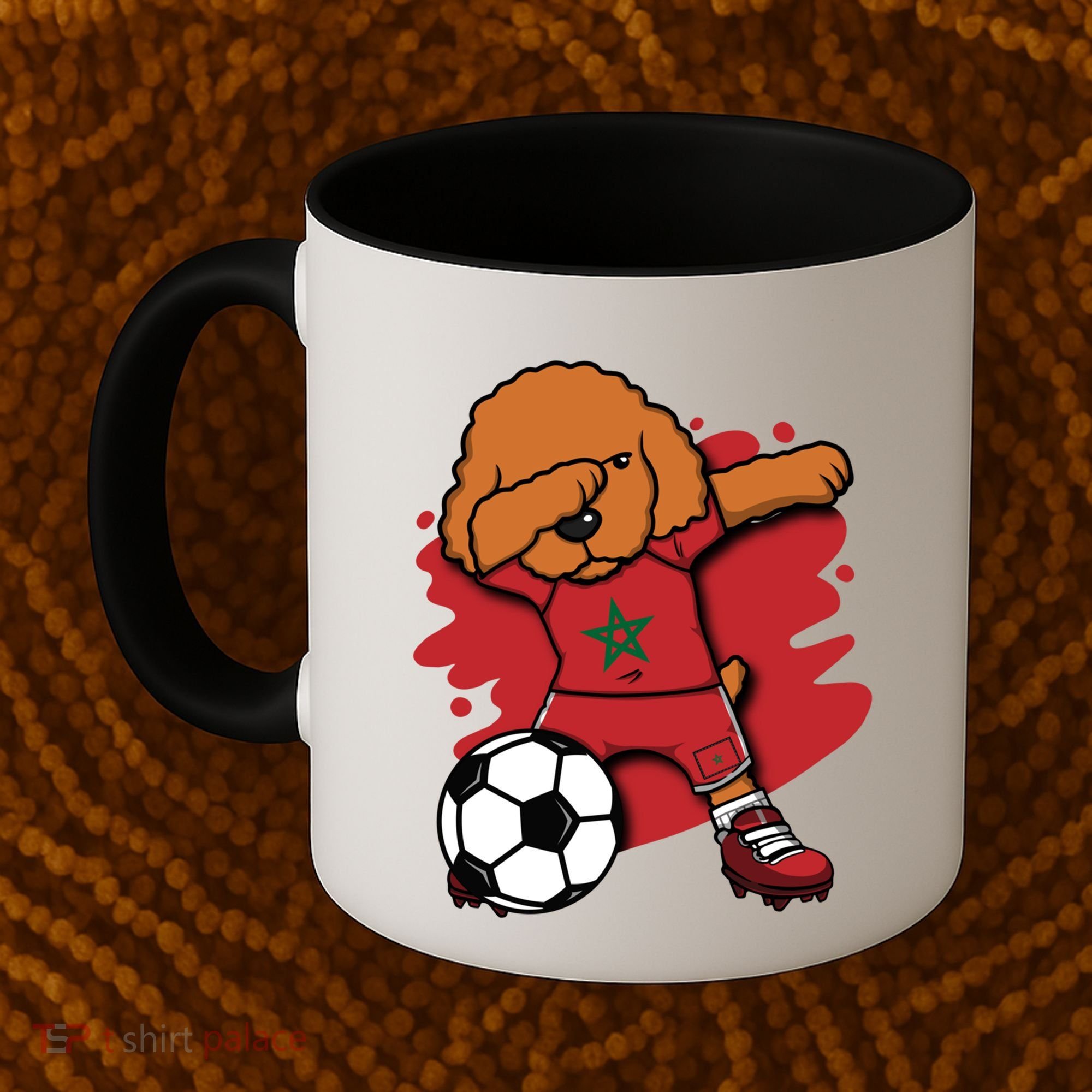 Dabbing Poodle Morocco Soccer Fans Jersey Moroccan Football Funny Gift Coffee Mug