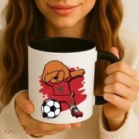 Dabbing Poodle Morocco Soccer Fans Jersey Moroccan Football Funny Gift Coffee Mug thumb 3