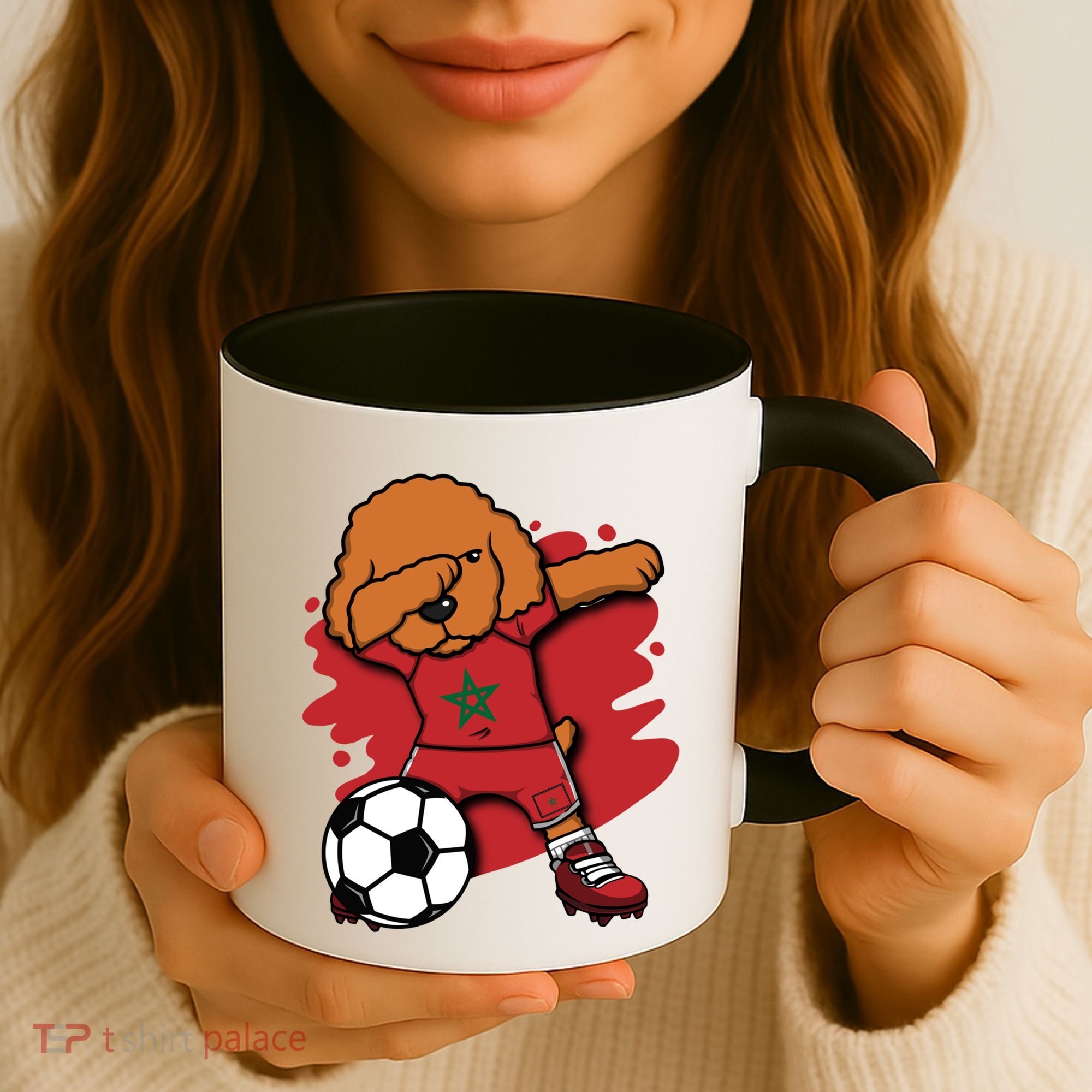Dabbing Poodle Morocco Soccer Fans Jersey Moroccan Football Funny Gift Coffee Mug
