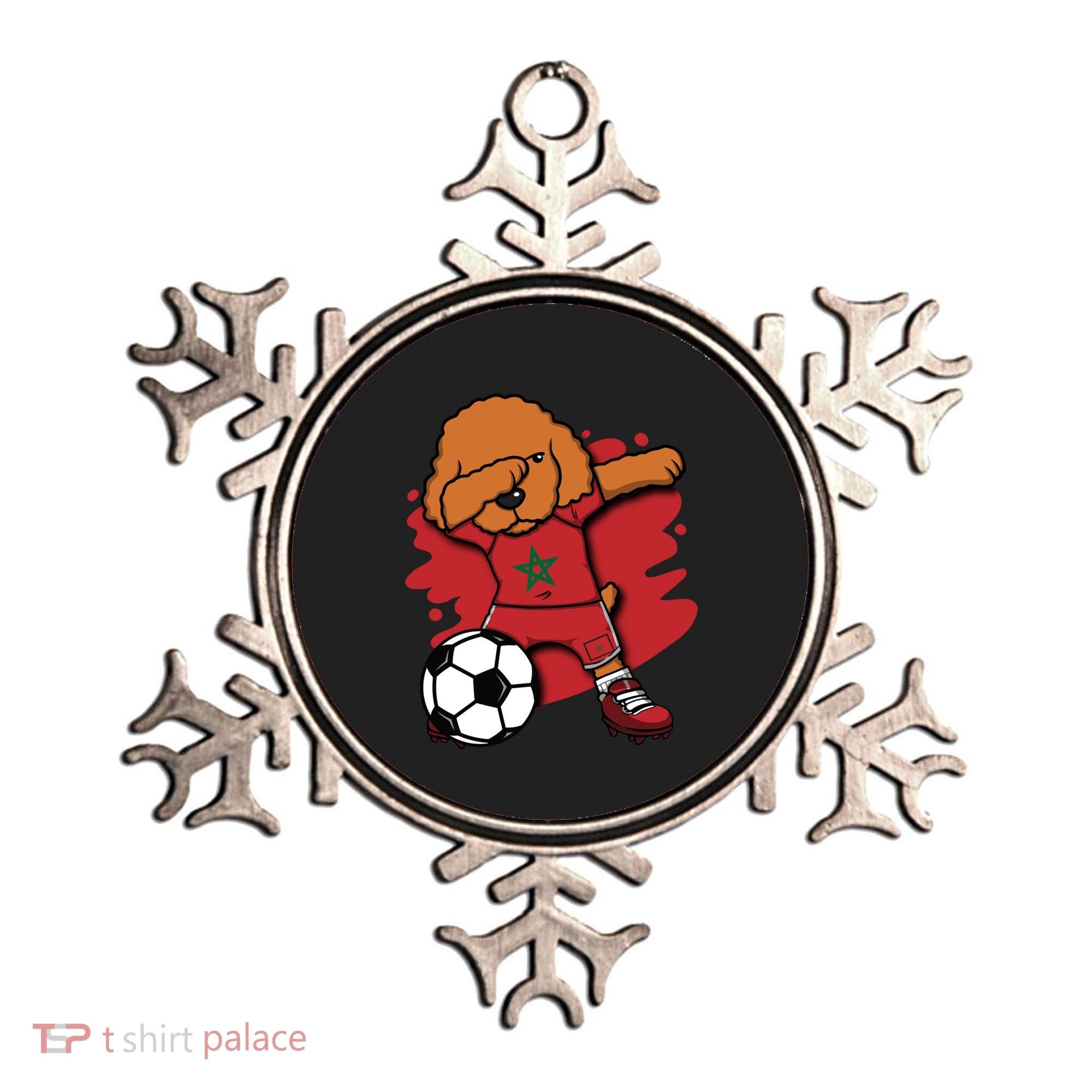 Dabbing Poodle Morocco Soccer Fans Jersey Moroccan Football Funny Gift Ornament