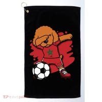 Dabbing Poodle Morocco Soccer Fans Jersey Moroccan Football Funny Gift Golf Towel thumb 0
