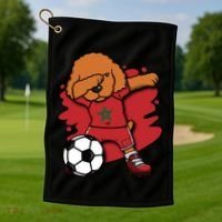 Dabbing Poodle Morocco Soccer Fans Jersey Moroccan Football Funny Gift Golf Towel thumb 1