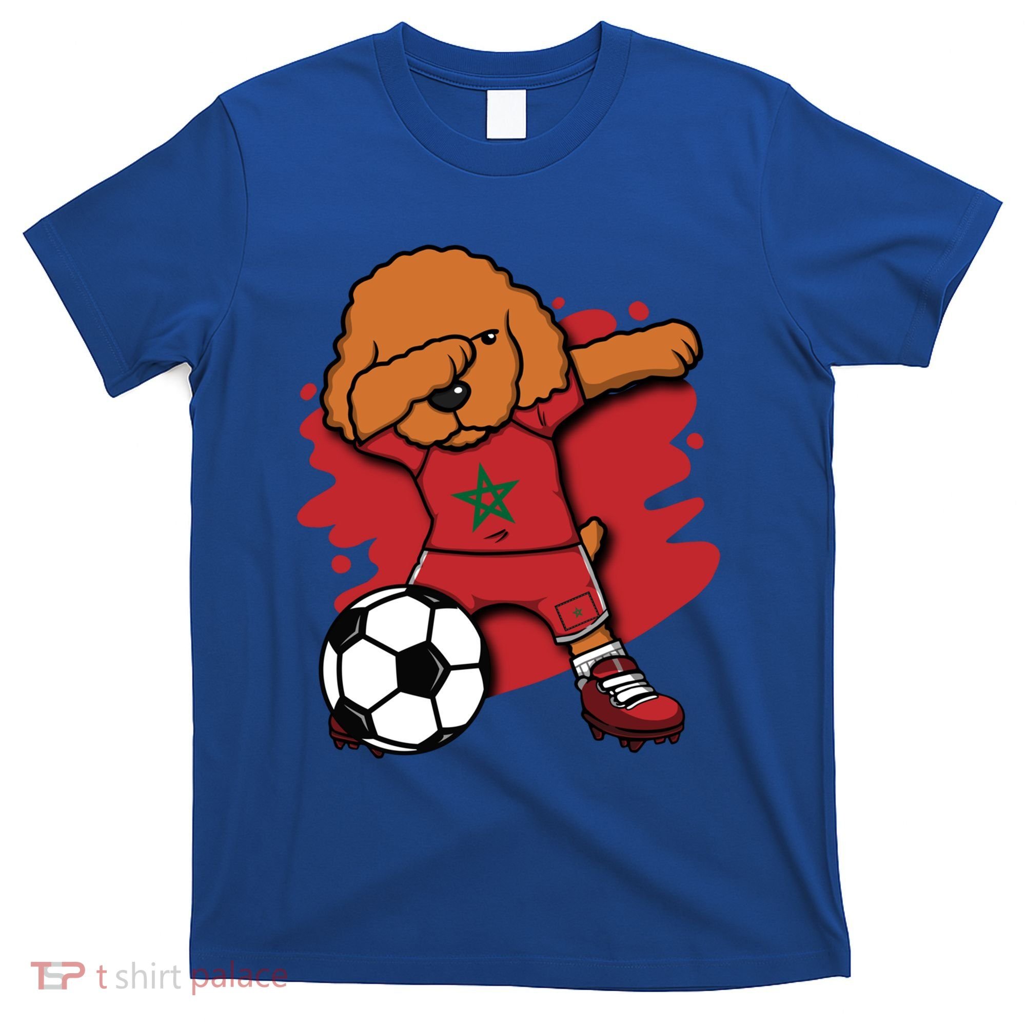 Dabbing Poodle Morocco Soccer Fans Jersey Moroccan Football Funny Gift T-Shirt