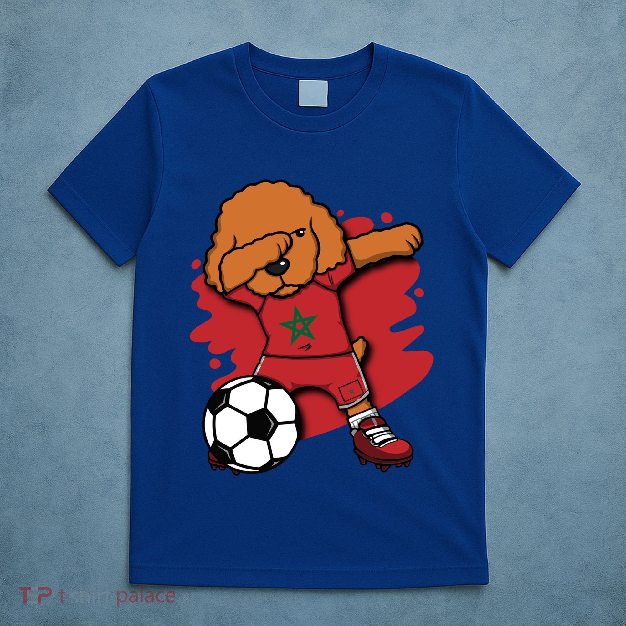 Dabbing Poodle Morocco Soccer Fans Jersey Moroccan Football Funny Gift T-Shirt