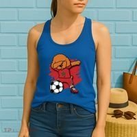 Dabbing Poodle Morocco Soccer Fans Jersey Moroccan Football Funny Gift Women's Tank Top thumb 2