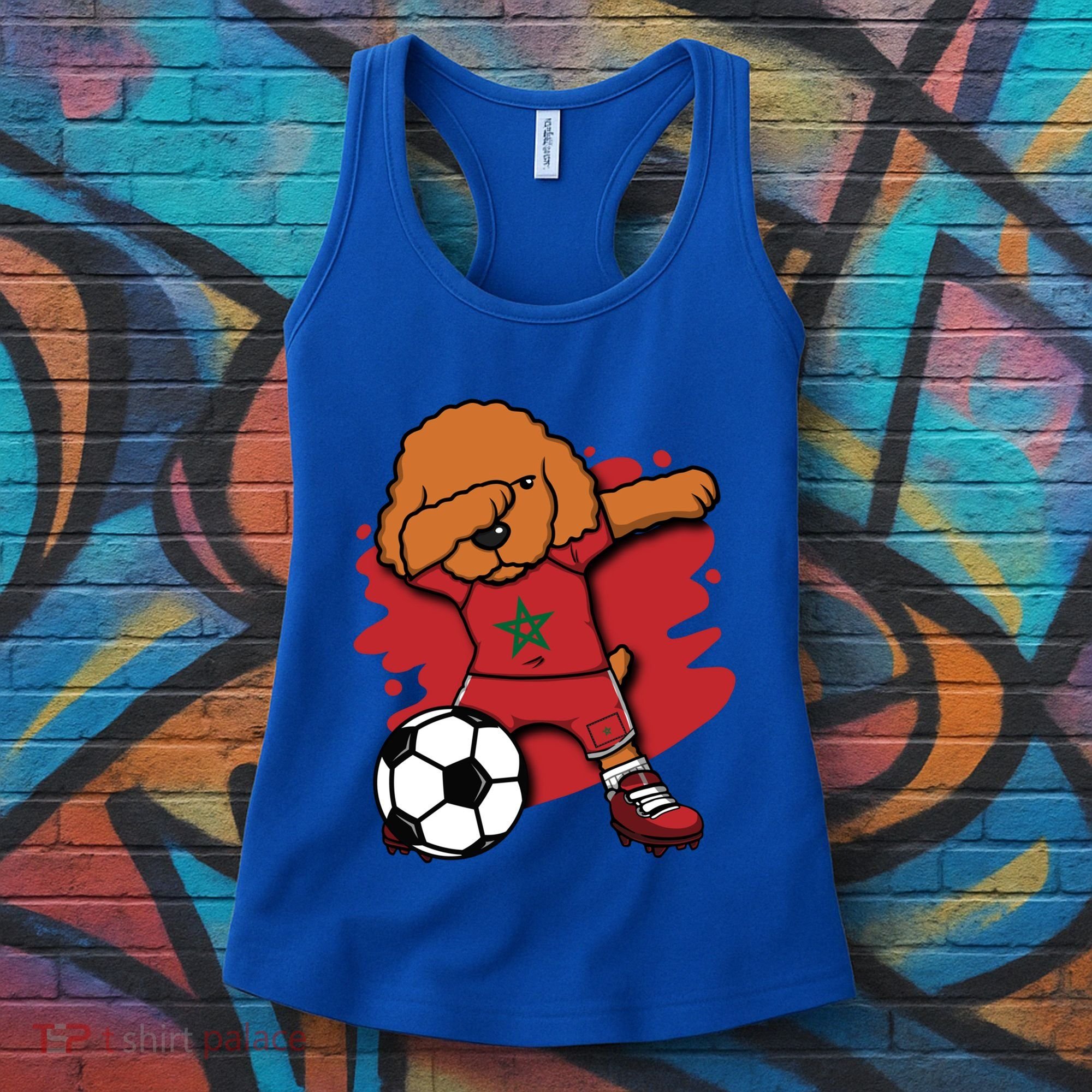 Dabbing Poodle Morocco Soccer Fans Jersey Moroccan Football Funny Gift Women's Tank Top