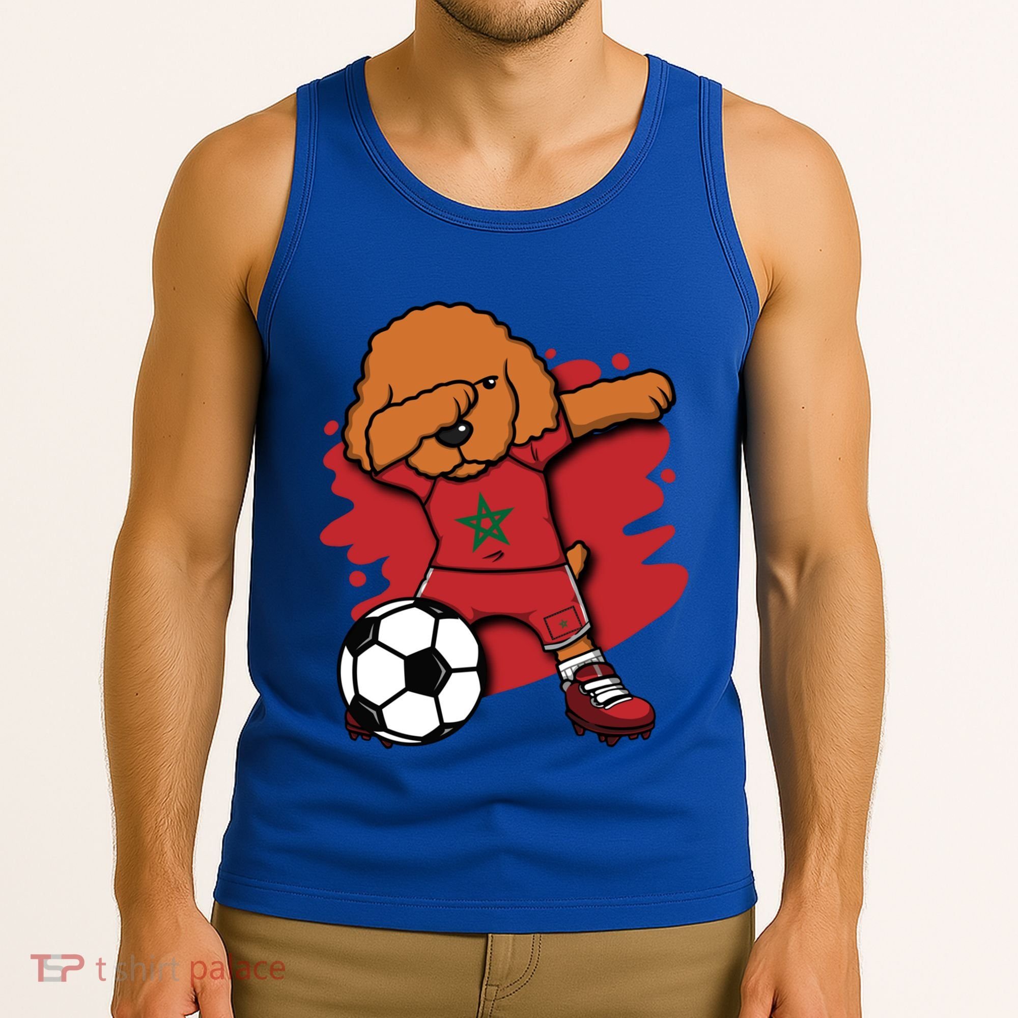 Dabbing Poodle Morocco Soccer Fans Jersey Moroccan Football Funny Gift Tank Top
