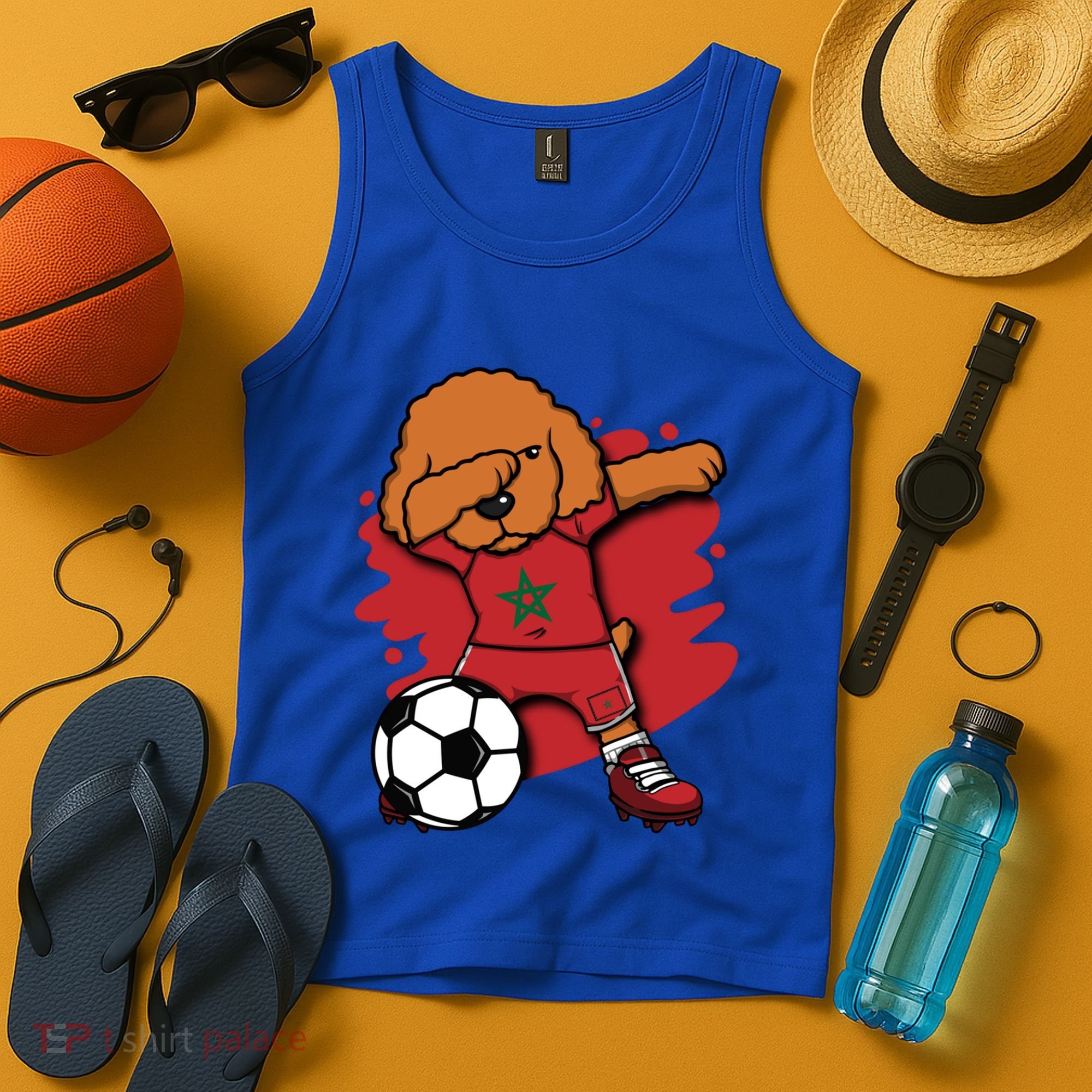 Dabbing Poodle Morocco Soccer Fans Jersey Moroccan Football Funny Gift Tank Top