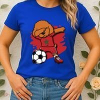 Dabbing Poodle Morocco Soccer Fans Jersey Moroccan Football Funny Gift Women's T-Shirt thumb 2