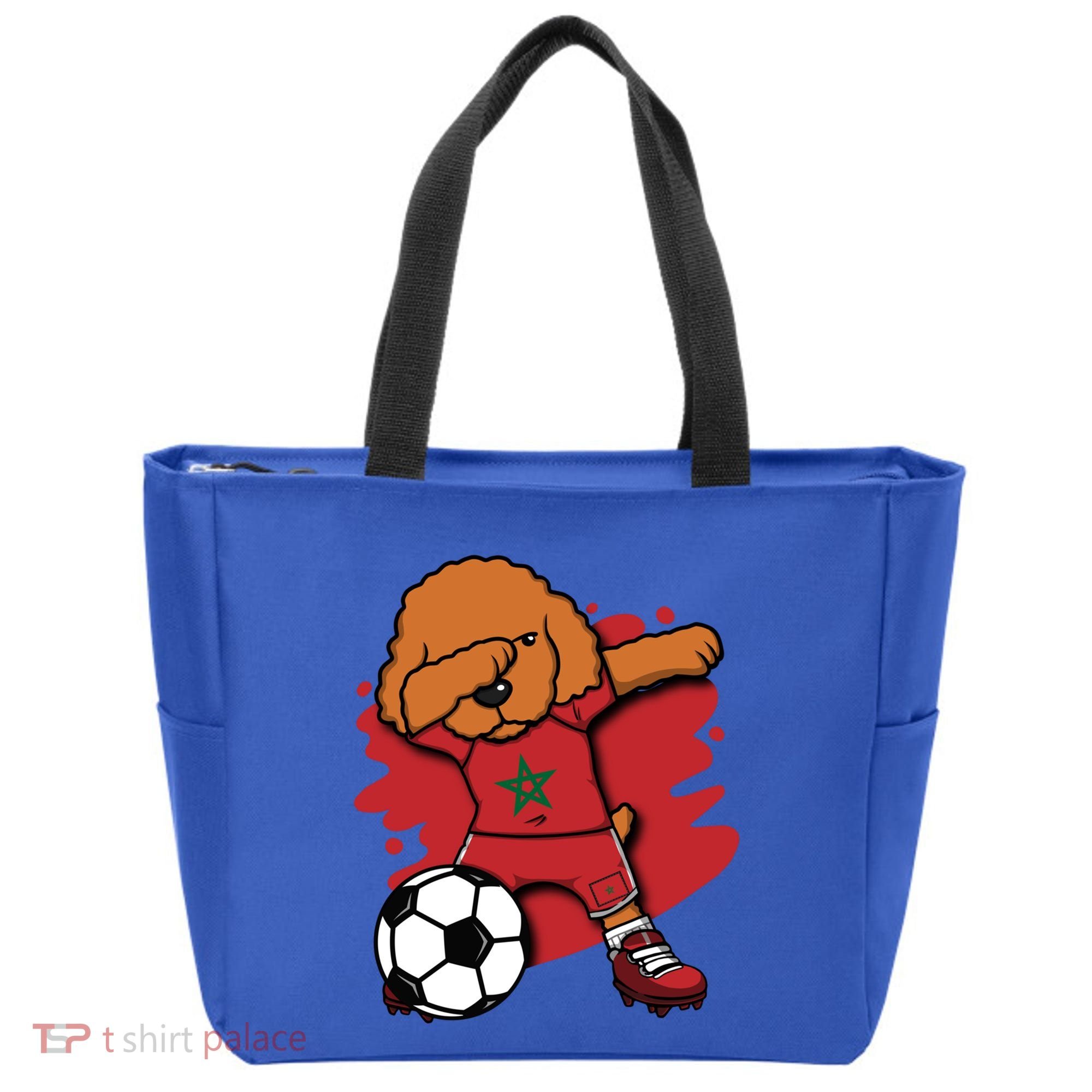 Dabbing Poodle Morocco Soccer Fans Jersey Moroccan Football Funny Gift Tote Bag