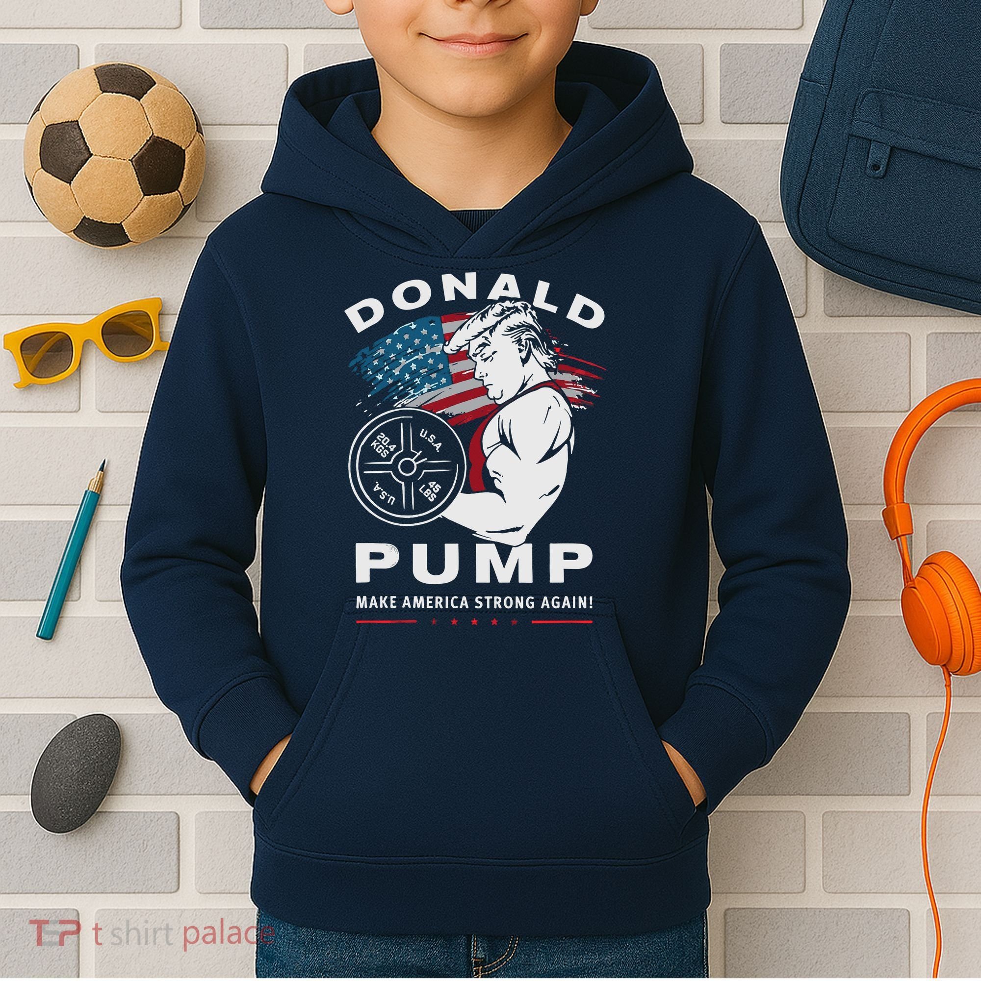 Donald Pump Make America Strong Again Kids Hoodie