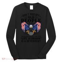 Don't Piss Off Old People The Older We Get Eagle & US Flag Long Sleeve Shirt thumb 0