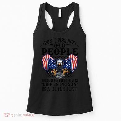 Don't Piss Off Old People The Older We Get Eagle & US Flag Women's Tank Top