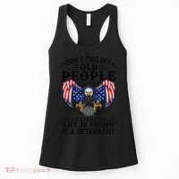 Don't Piss Off Old People The Older We Get Eagle & US Flag Women's Tank Top thumb 0