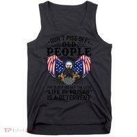 Don't Piss Off Old People The Older We Get Eagle & US Flag Tank Top thumb 0