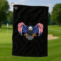 Don't Piss Off Old People The Older We Get Eagle & US Flag Golf Towel thumb 1