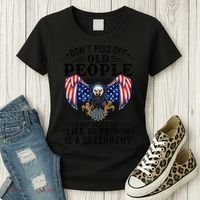 Don't Piss Off Old People The Older We Get Eagle & US Flag Women's T-Shirt thumb 3