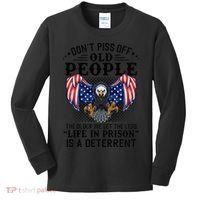 Don't Piss Off Old People The Older We Get Eagle & US Flag Kids Long Sleeve Shirt thumb 0
