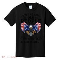 Don't Piss Off Old People The Older We Get Eagle & US Flag Kids T-Shirt thumb 0