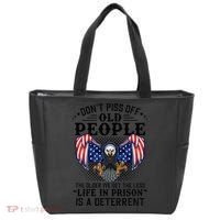 Don't Piss Off Old People The Older We Get Eagle & US Flag Tote Bag thumb 0