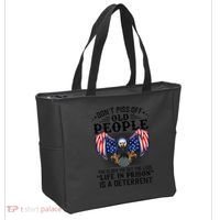 Don't Piss Off Old People The Older We Get Eagle & US Flag Tote Bag thumb 2