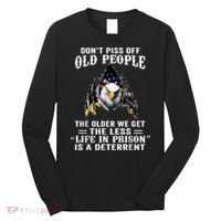 Don't Piss Off Old People The Older We Get Eagle & US Flag Long Sleeve Shirt thumb 0