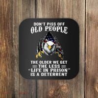 Don't Piss Off Old People The Older We Get Eagle & US Flag Coaster thumb 0