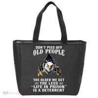 Don't Piss Off Old People The Older We Get Eagle & US Flag Tote Bag thumb 0