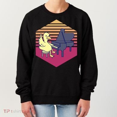 Duck Playing Piano Vintage Gift Women's Sweatshirt