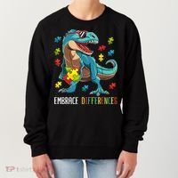 Dinosaur Puzzle Piece Autism Awareness For Boy Women's Sweatshirt thumb 0