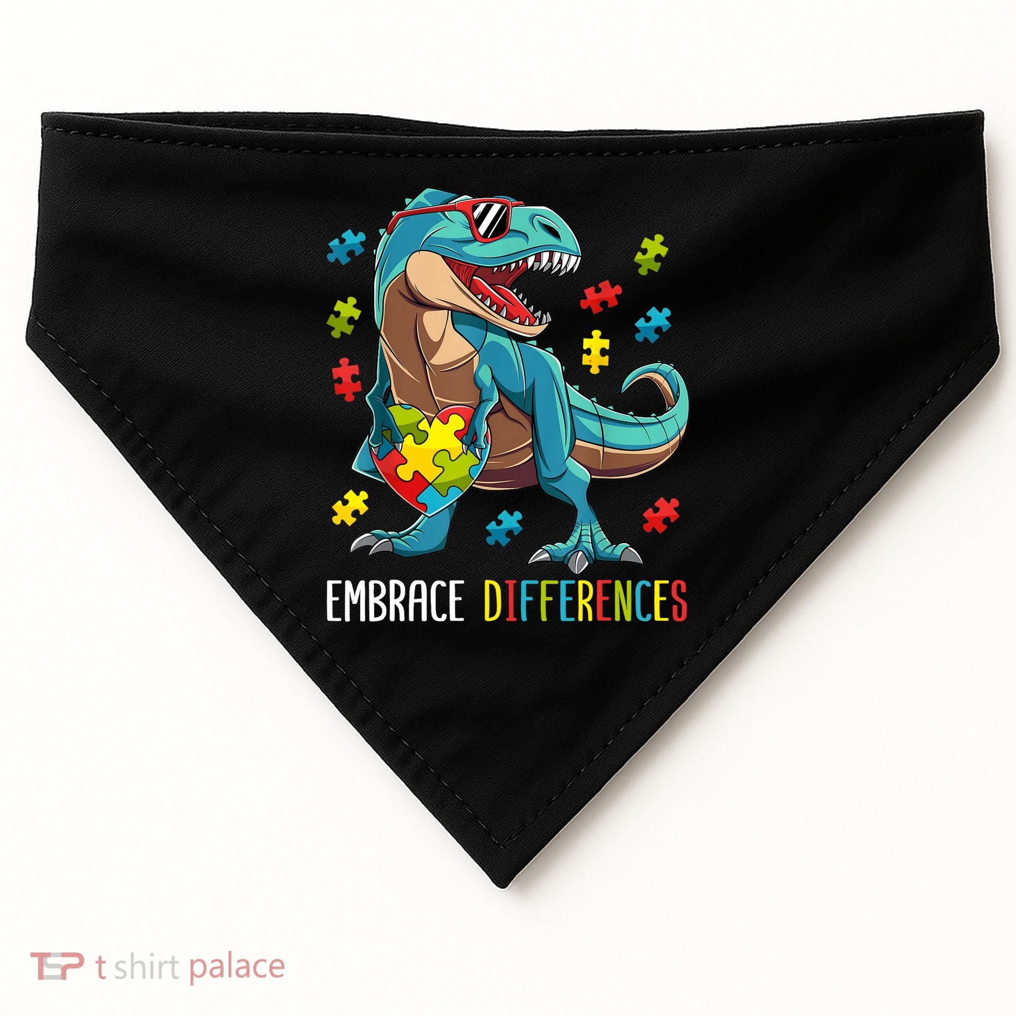 Dinosaur Puzzle Piece Autism Awareness For Boy USA-Made Doggie Bandana