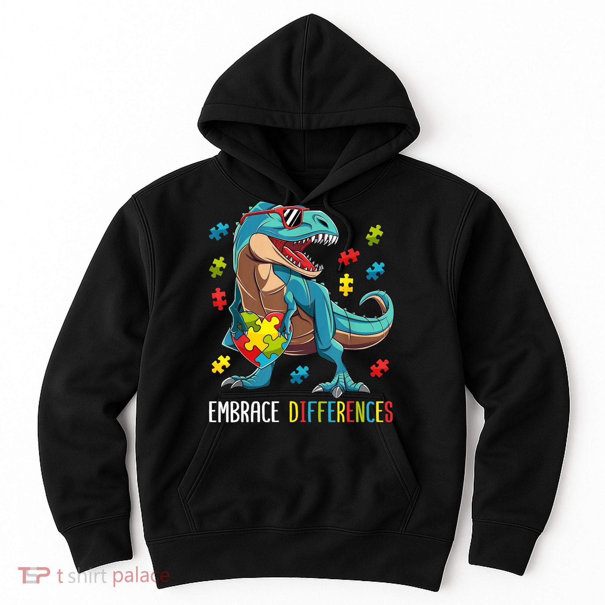 Dinosaur Puzzle Piece Autism Awareness For Boy Hoodie