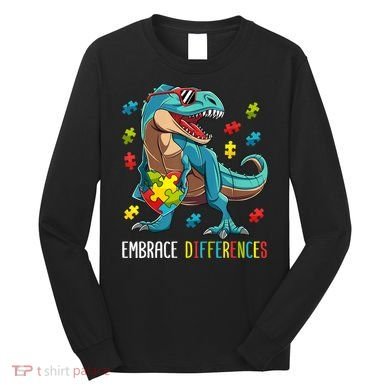 Dinosaur Puzzle Piece Autism Awareness For Boy Long Sleeve Shirt