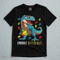 Dinosaur Puzzle Piece Autism Awareness For Boy T-Shirt thumb 5