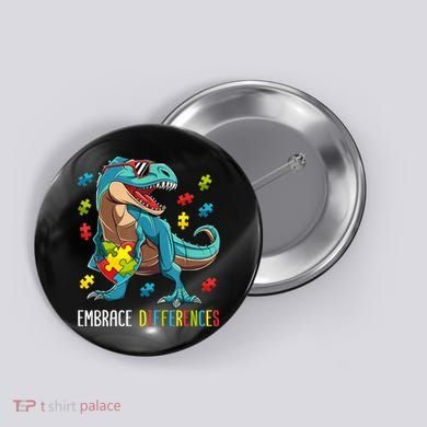 Dinosaur Puzzle Piece Autism Awareness For Boy Button
