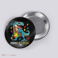 Dinosaur Puzzle Piece Autism Awareness For Boy Button thumb 0