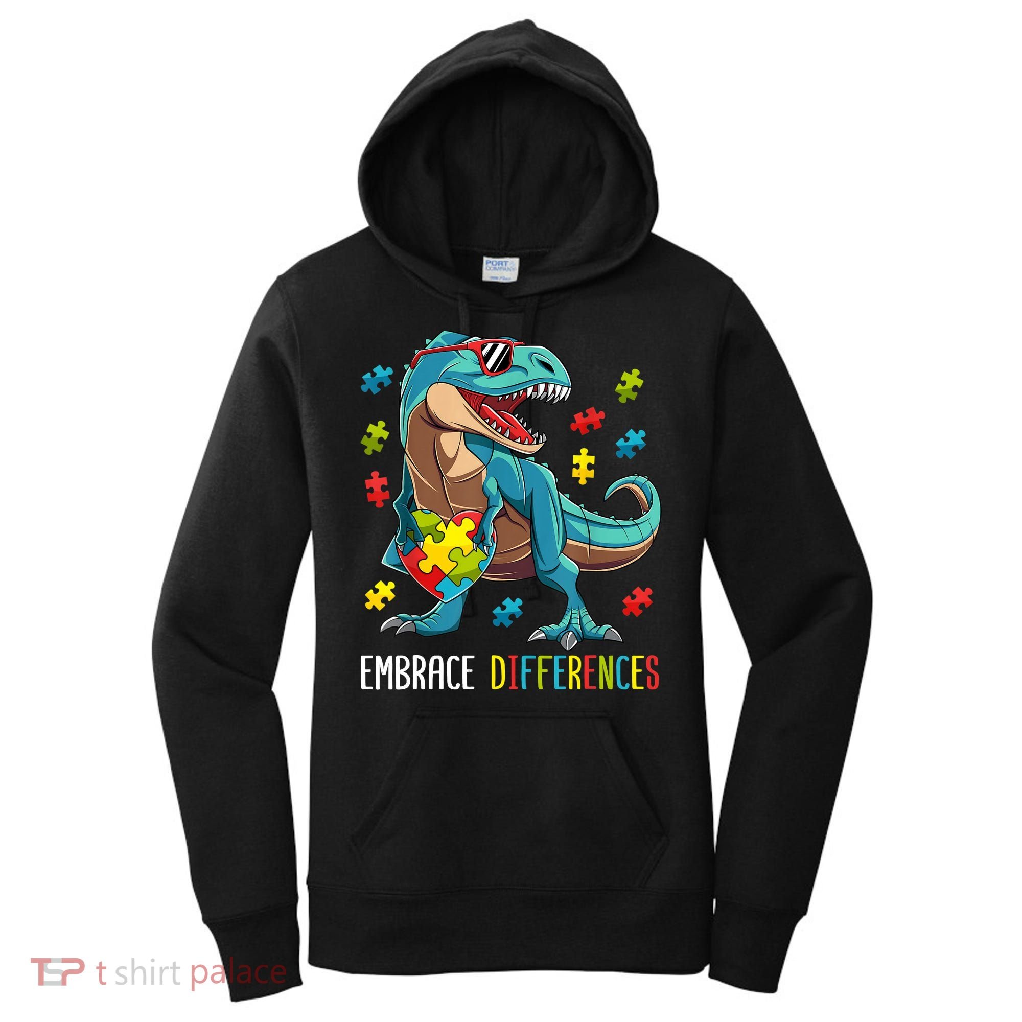 Dinosaur Puzzle Piece Autism Awareness For Boy Women's Hoodie
