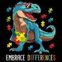 Dinosaur Puzzle Piece Autism Awareness For Boy Ornament thumb 1