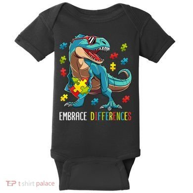 Dinosaur Puzzle Piece Autism Awareness For Boy Baby Bodysuit