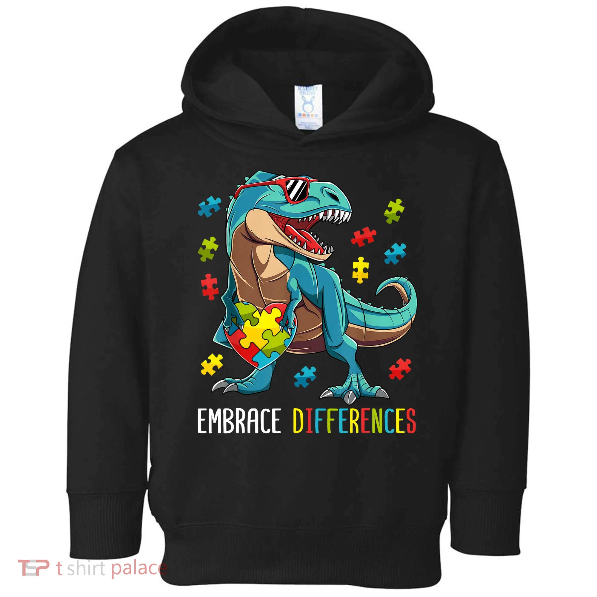 Dinosaur Puzzle Piece Autism Awareness For Boy Toddler Hoodie